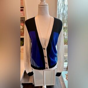Peter Pilotto for Target Colorblock Mesh Cardigan Blue White Black Medium